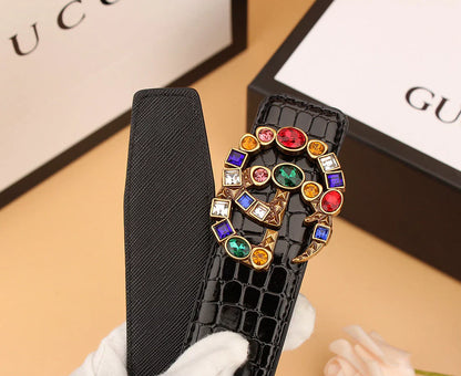 2 double G irregular colored diamond belts