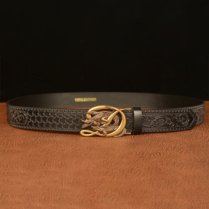 Men's Crocodile Buckle Embossing Leather Belt