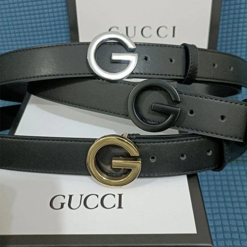 3 Colors Lingle G Black Leather Belt