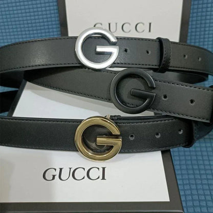 3 Colors Lingle G Black Leather Belt