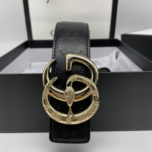 Printed Letter Leather Belt