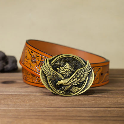 Men's DIY Domineering Flying Eagle Buckle Leather Belt