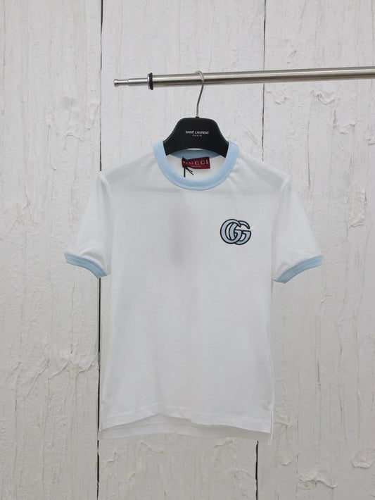 25g letter embroidery round neck short sleeve t-shirt