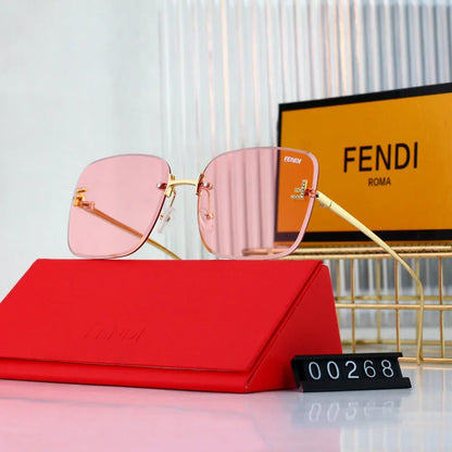 Large frame rimless metal sunglasses