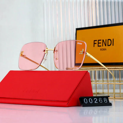 Large frame rimless metal sunglasses