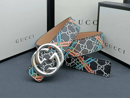 3 Colors double G stripe calico belt