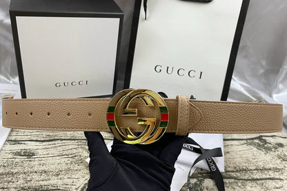 4 Colors double-G three-layer lychee pattern double-sided belt