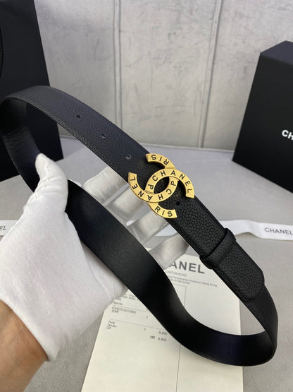 Pebbled cowhide leather belt with diamond steel buckle 3cm